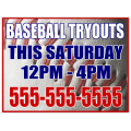 Baseball Tryouts Sign 101